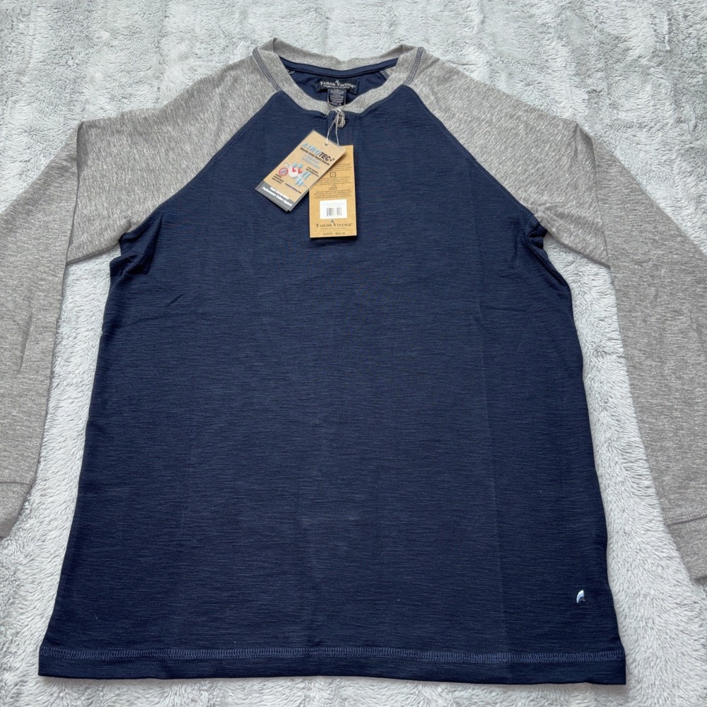 Tailor Vintage Mens Long Sleeve Henley Airotec Shirt Size‎ Small